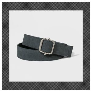 🌺Men's L Reversible Belt Gray Suede Green Canvas